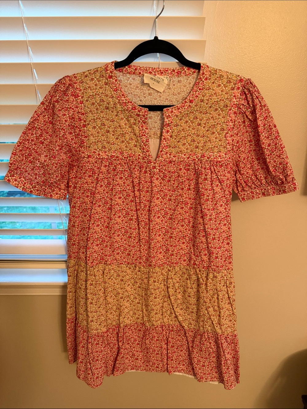 Pink Floral Patchwork Mini Dress